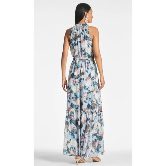 SACHIN + BABI Dress Size 0 Evening Gown NEW Blair Ice Blue Garden Floral Maxi - Picture 2 of 9